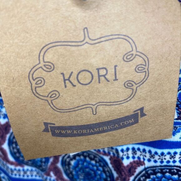 Kori America Women’s Blue Boho Cold Shoulder Top Size Medium - Picture 5 of 6